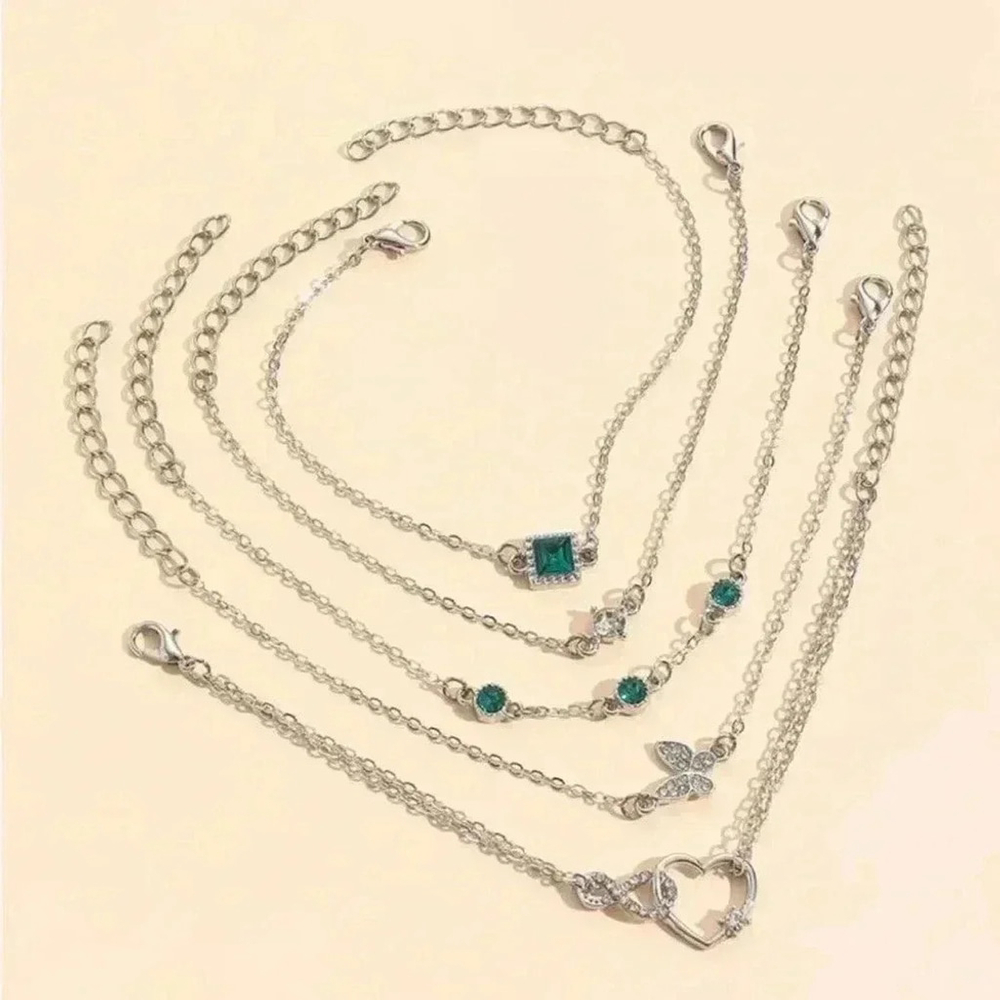 ⚠️Clearance 5pcs Silver And Green Bracelet Set - Picture 3 of 6
